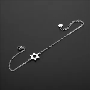 Bracelet étoile hexagramme minimaliste en acier argenté avec chaîne réglable et fermoir