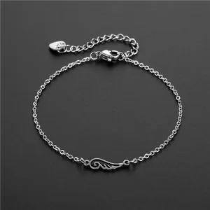Bracelet élégant ailes d'ange en acier inoxydable avec chaîne ajustable pour femmes