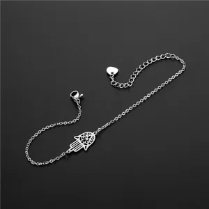 Bracelet élégant main de Fatma en acier inoxydable avec chaîne O et fermoir mousqueton