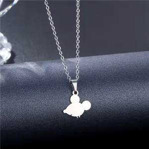 Minimalistische silberne Maus-Halskette mit poliertem Anhänger und eleganter O-Kette