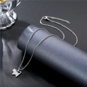 Collana con ciondolo a silhouette di gatto in acciaio inossidabile 304 lucido