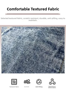 Detail of durable blue denim fabric with scratch-resistant and anti-pilling texture