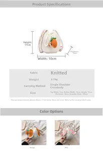 Spécifications de taille pour un sac seau tricoté à la main avec design oreilles de lapin
