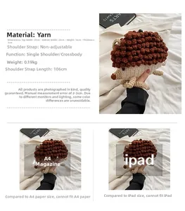 Detailed size comparison of the handmade crochet hedgehog bag for kids and adults