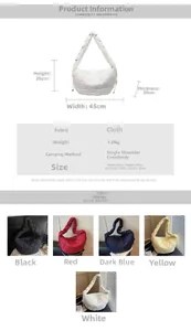 Détail du sac bandoulière matelassé nuage avec dimensions 45cm et grande capacité