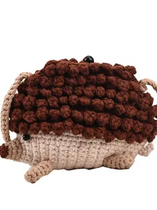 Sac à bandoulière hérisson fait main en crochet avec textures de laine en relief 3D