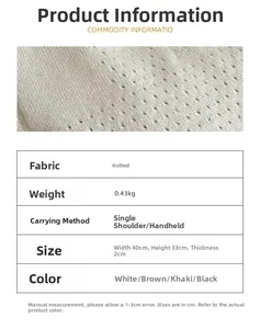 Tableau des tailles et spécifications du tissu pour un sac cabas en tricot à motif chien