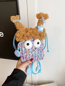 Sac à bandoulière mignon au crochet monstre avec motif tricoté coloré pour femmes