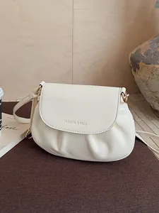 Sac Selle Plissé Rétro pour Femmes en Cuir PU Design de Niche Sac à Épaule Bandoulière Boucle Magnétique Sacs Mode Quotidien