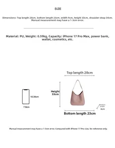 Guida alle taglie per grande borsa tote in pelle PU con dimensioni 28x33x9cm e dettagli