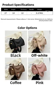 Size details of soft texture crossbody bag with four color options in PU leather