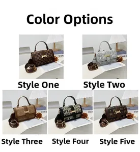 Detailed grid view showing five stylish shoulder bags with classic H-shaped metal buckles