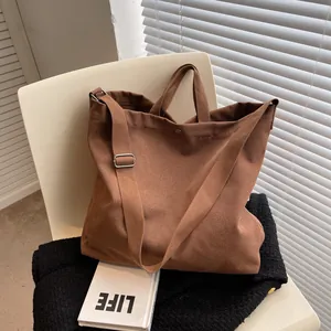 Large Capacity Canvas Tote Bag For Women Vintage Shoulder Crossbody Bag With Adjustable Strap Casual Travel Daily Handbag