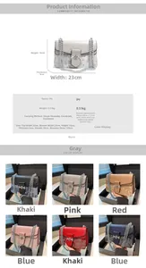 Detailed view of women's crossbody bag with lace embossing and silver chain strap