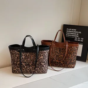 Large leopard print tote bags in black and brown styles for versatile daily styling
