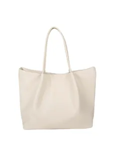 Minimalist cream white tote bag with large capacity for commuting and fashion use
