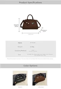 Detailed size chart for the large tote bag showing dimensions 35x24x12cm and PU material