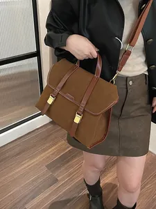 Vintage brown matte backpack briefcase with handle for women shown in lifestyle setting