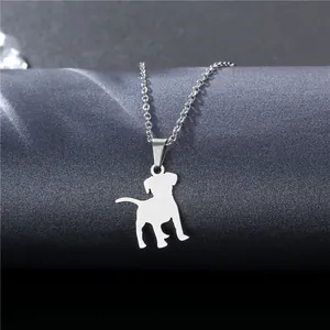 Minimalist 304 Stainless Steel Dog Silhouette Pendant Necklace For Women Girls Pet Lovers Polished Animal Charm Jewelry Gift
