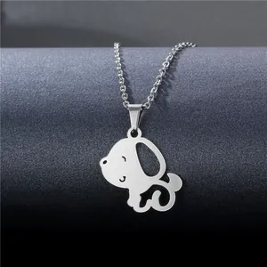 Minimalist stainless steel puppy necklace with cute hollowed-out dog pendant for women