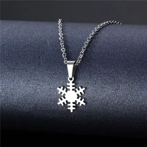 Eleganter Schneeflocken-Anhänger aus hochwertigem Edelstahl an feiner Kette für Damen