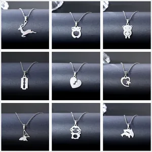 Hip Hop 304 Edelstahl Anhänger Halskette Für Damen Poliertes Herz Schmetterling Rasierklinge Tier Anhänger Täglicher Party Schmuck Geschenk