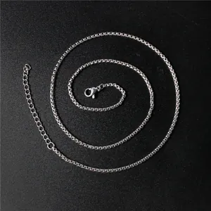 Collana a margherita in acciaio inossidabile argento con catena box e moschettone