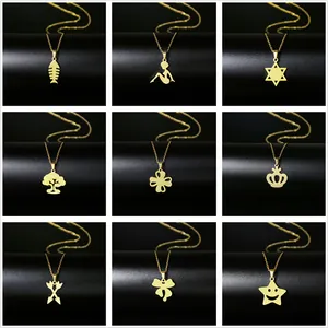 18K Gold Plated Stainless Steel Pendant Necklace Hip Hop Street Jewelry For Women Minimalist Fashion Accessories