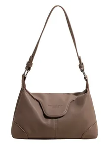 Sac à bandoulière minimaliste en similicuir taupe avec sangle réglable
