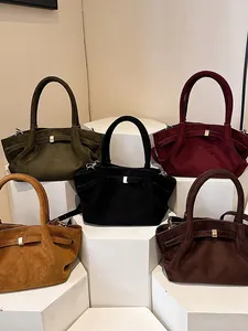 Vintage Suede Texture Matte Tote Bag For Women High-End Handbag Shoulder Underarm Bag Magnetic Buckle Fashion Daily Travel Bag