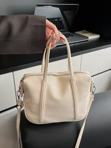 Fashion Women Lychee Pattern Shoulder Bag Synthetic Leather Crossbody Handbag With Detachable Strap For Daily Work Commute
