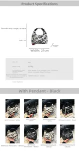 Detailed size guide and specifications for leopard and cow print PU crossbody bag