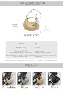 Detailed size specifications for woven PU leather dumpling bag with 27x20x8cm dimensions
