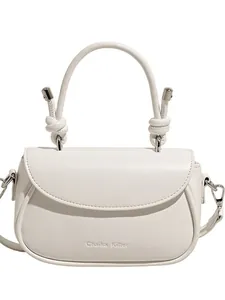 Petit Sac Carré en Cuir PU pour Femmes Bandoulière Poignée à Nœud Mode Vintage Sac à Main pour Trajet Quotidien