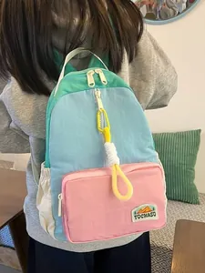 Casual Color Block Backpack For Women Students Lightweight Oxford Cloth School Bag Fashion Multi Pocket Travel Daypack