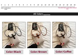 Mini woven crossbody phone bag with horn buckle shown in three colors with 20cm scale ruler