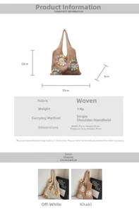 Tableau des tailles détaillé pour le sac cabas en tricot fait main aux motifs floraux