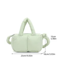 Borsa a mano trapuntata verde lime con tracolla regolabile e indicazione delle misure
