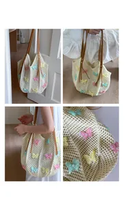 Détails du sac de plage avec papillons 3D colorés et décorations de perles
