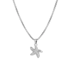 Collana con pendente a stella marina punk rock vintage con catena box in acciaio inox
