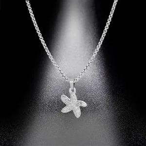 Collana con pendente a stella marina punk argento con superficie testurizzata su catena box