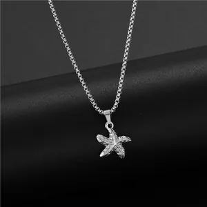 Collana con pendente a stella in acciaio inossidabile punk rock con design a stella marina