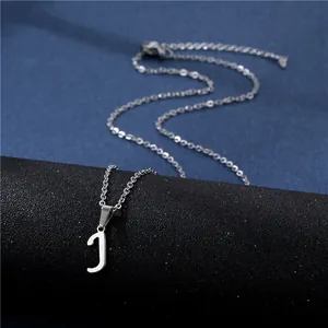 Detailed close-up of stainless steel letter J pendant with high-quality lobster clasp