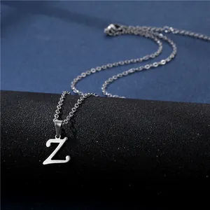Detail of stainless steel letter Z pendant with lobster clasp and adjustable extension chain