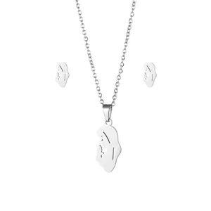 Set di gioielli in acciaio inossidabile con collana e orecchini con silhouette