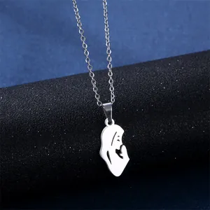 Collana con ciondolo a silhouette artistica in acciaio inossidabile lucido per la festa della mamma