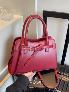 Sac Cabas Femme en Cuir PU Mode Vintage Trajet Sac à Épaule Grande Capacité Poignée Supérieure Sac Bandoulière Boucle de Ceinture