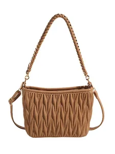 Sac à Épaule Froncé Plissé Pour Femmes Avec Chaîne Cuir PU Style Matelassé Mode Sac Sous Le Bras Hobo Bandoulière Quotidien