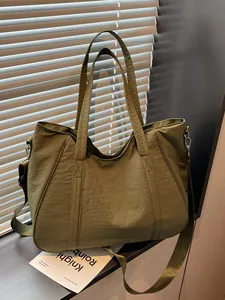Women Large Capacity Nylon Tote Bag Casual Shoulder Crossbody Bag For Commute School Pleated Lightweight Handbag