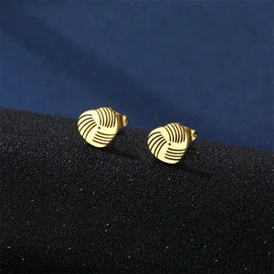 Goldene herzförmige Edelstahl-Ohrringe mit Garnknäuel-Struktur für Damen als Geschenk